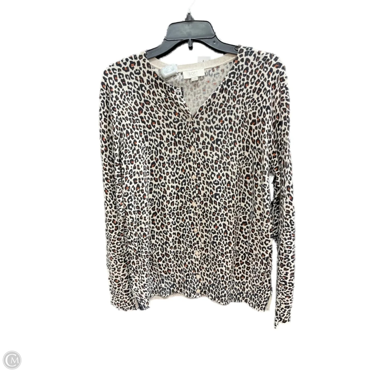 Sweater Cardigan By Loft In Animal Print, Size: L
