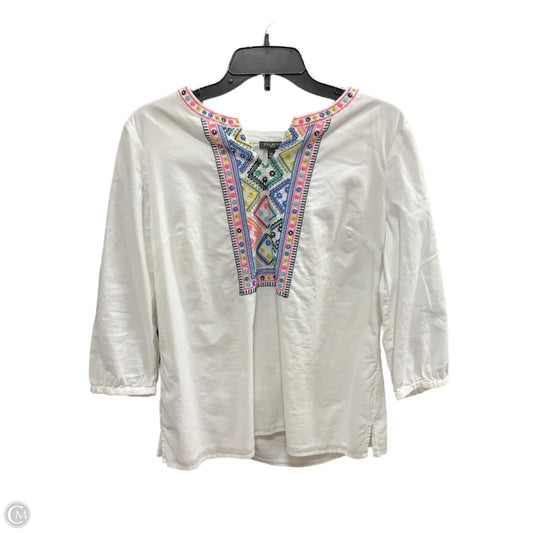 Top 3/4 Sleeve Basic By Talbots In Cream, Size: Mp