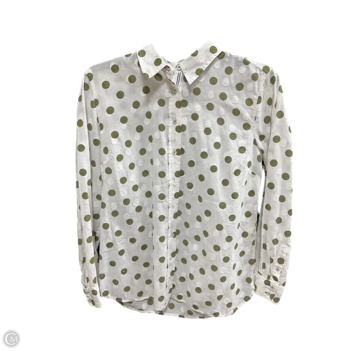 Blouse Long Sleeve By Talbots In Polkadot Pattern, Size: Mp