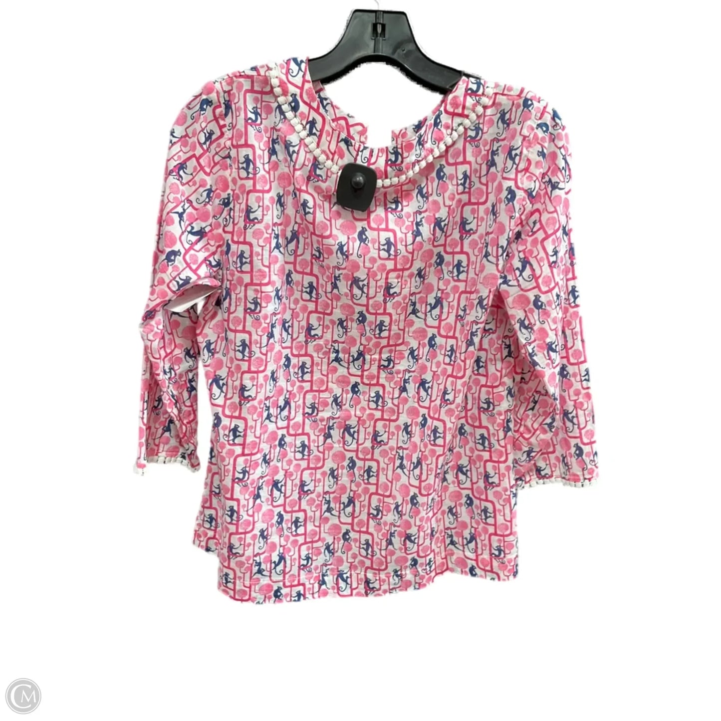 Top 3/4 Sleeve Basic By Talbots In Pink & White, Size: Mp