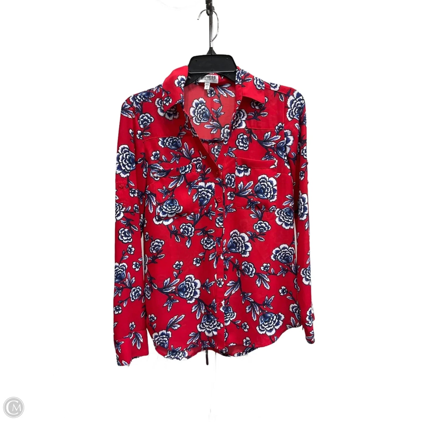 Blouse Long Sleeve By Express In Floral Print, Size: Sp