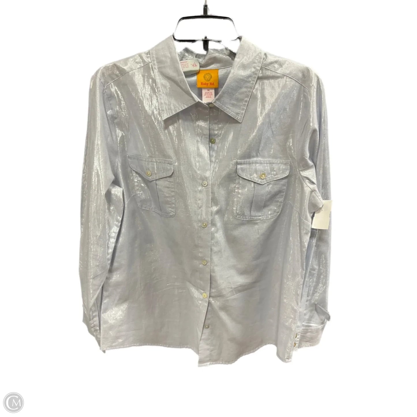 Blouse Long Sleeve By Ruby Rd In Silver, Size: 14