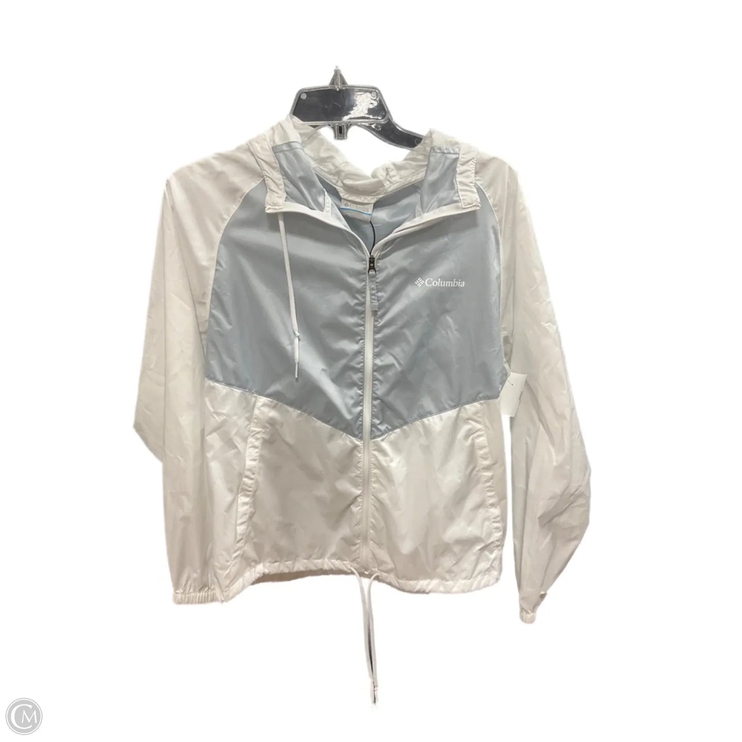 Jacket Windbreaker By Columbia In Blue & White, Size: S