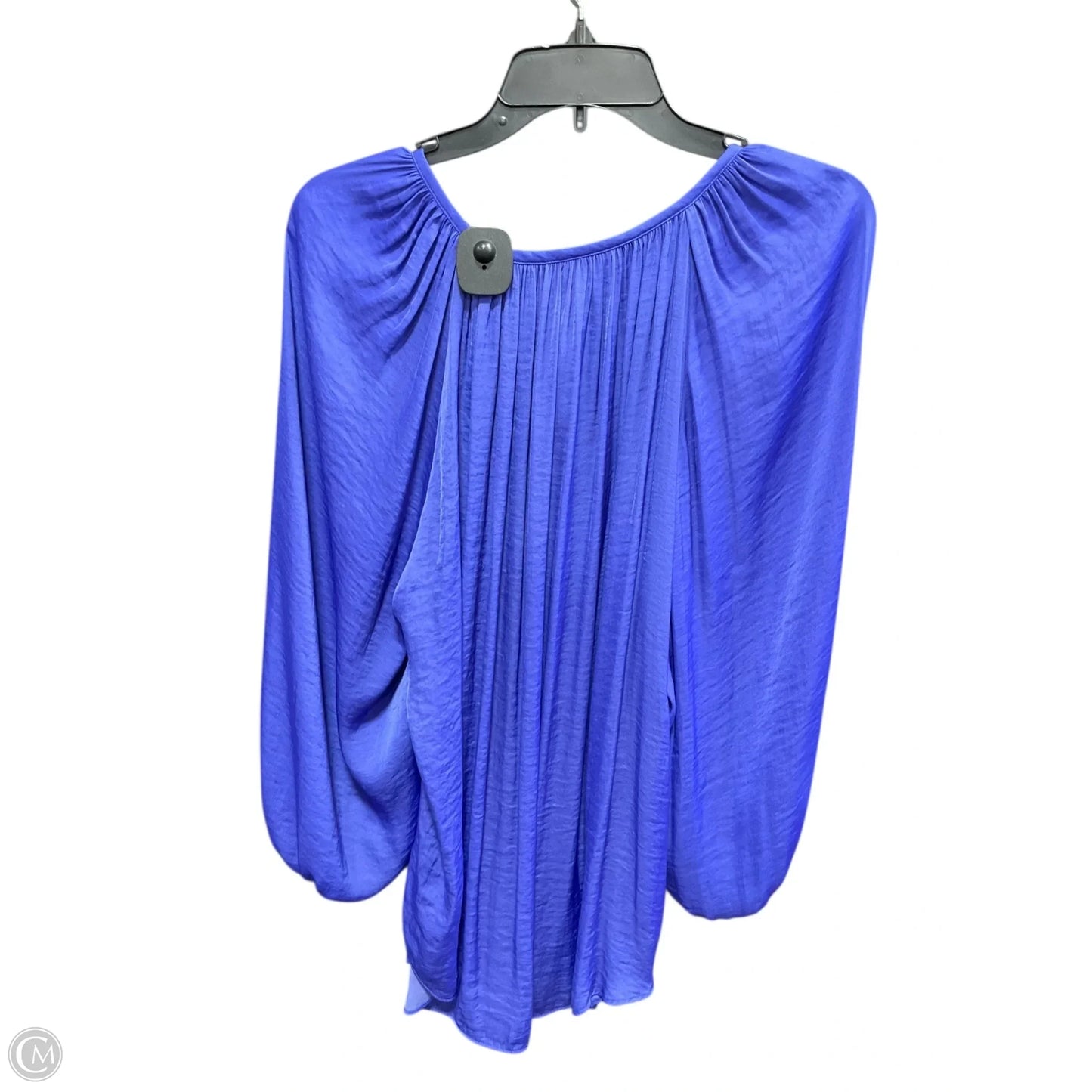 Top 3/4 Sleeve Basic By Jennifer Lopez In Blue, Size: 1x