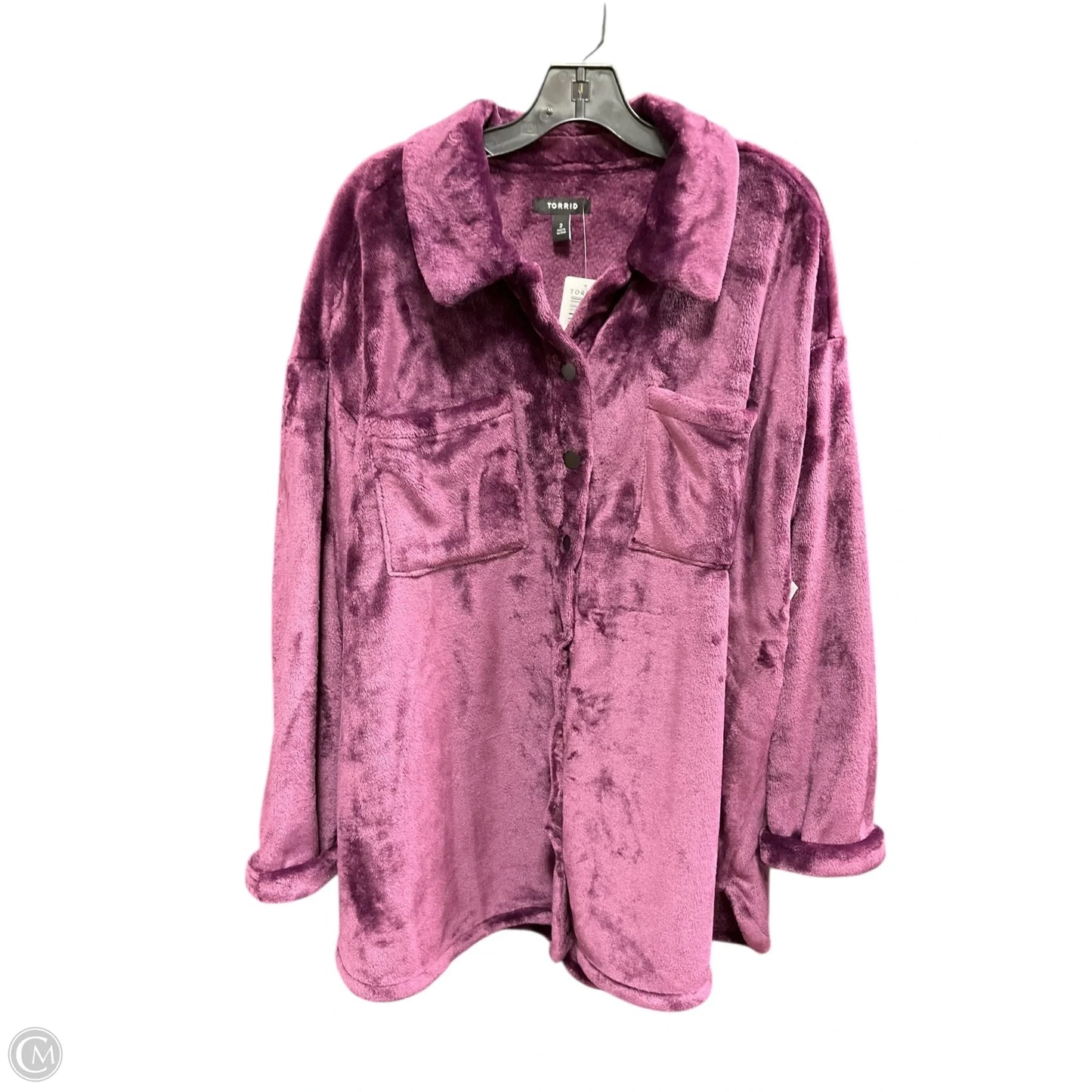 Jacket Faux Fur & Sherpa By Torrid In Purple, Size: 2x