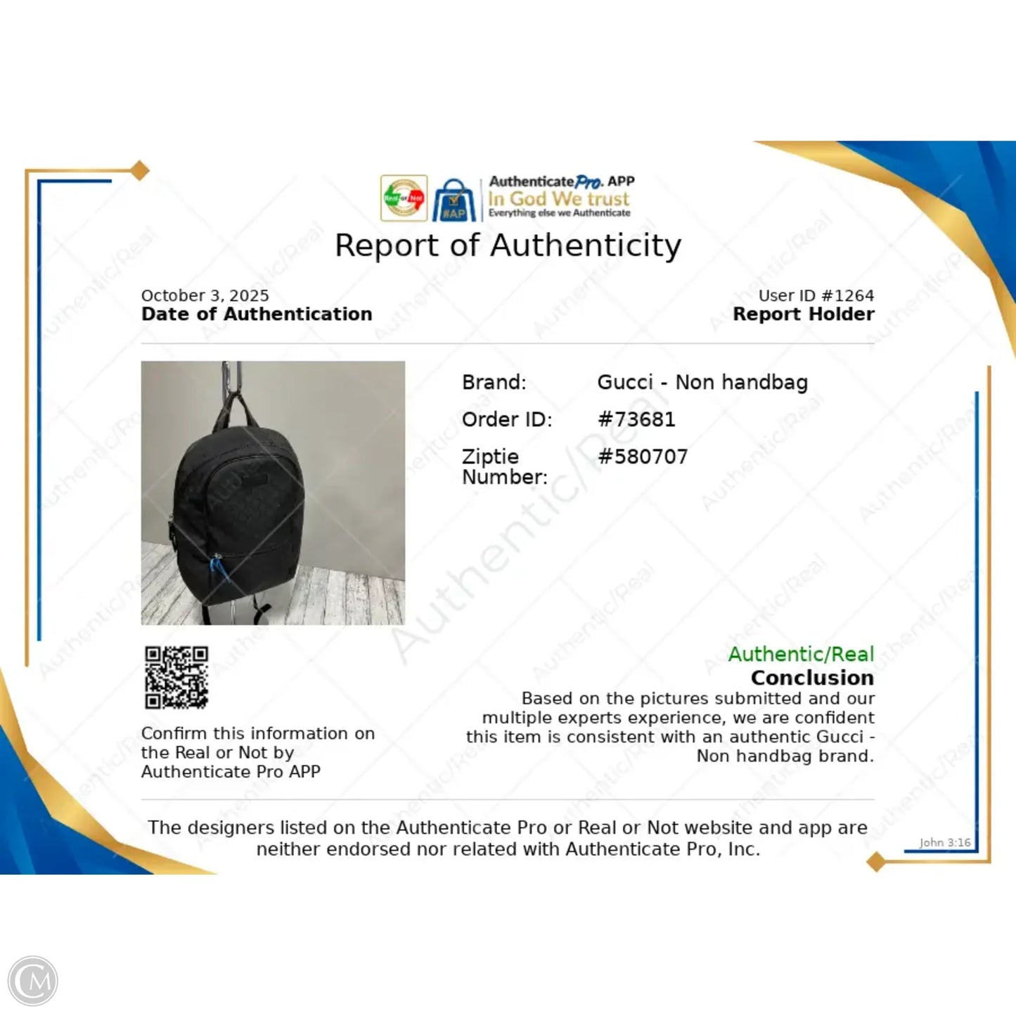 Backpack Luxury Designer By Gucci, Size: Large