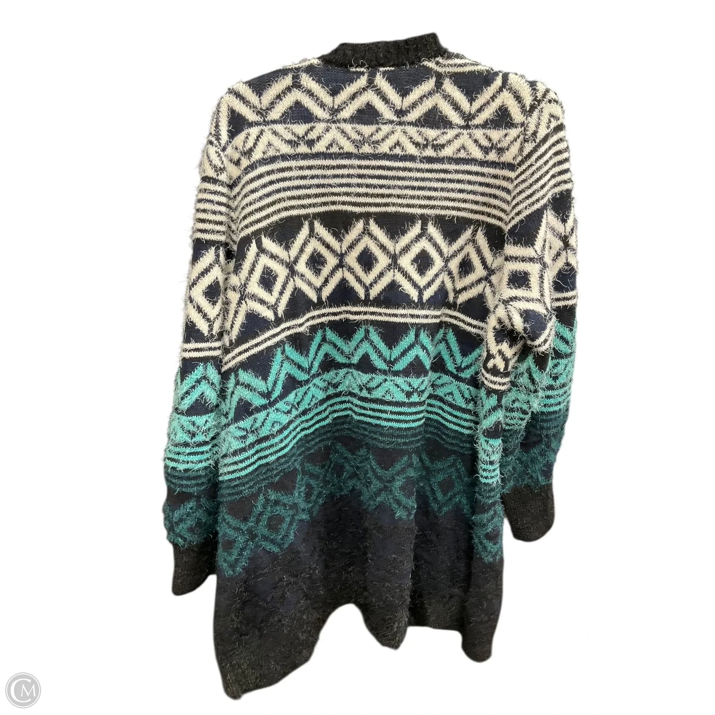 Sweater Cardigan By Lane Bryant In Green & White, Size: 18