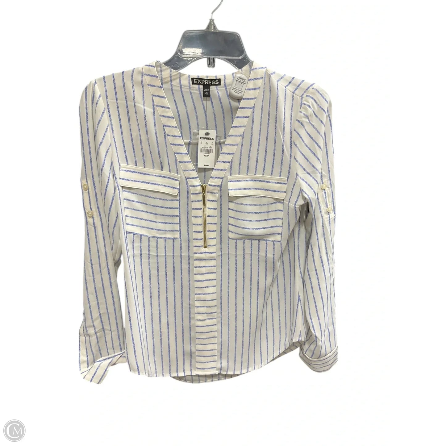 Top Long Sleeve Basic By Express In Striped Pattern, Size: Xs