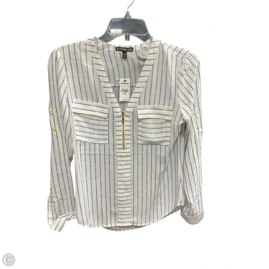 Top Long Sleeve Basic By Express In Striped Pattern, Size: Xs