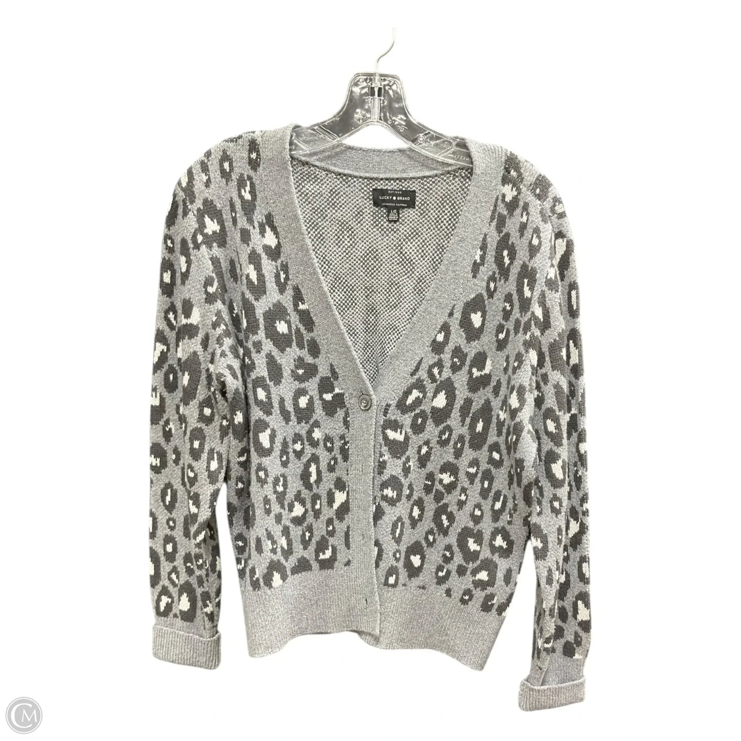Sweater Cardigan By Lucky Brand In Animal Print, Size: L