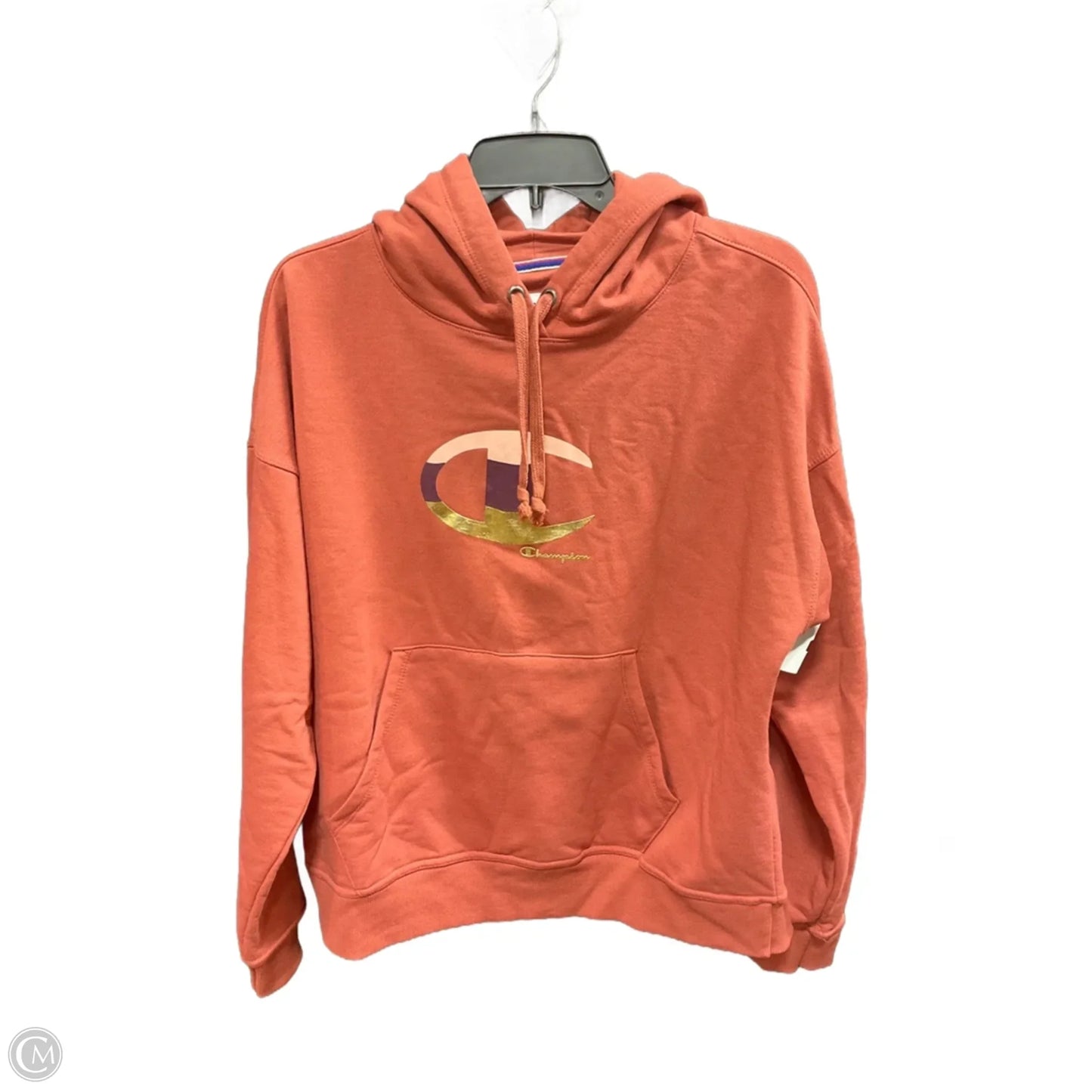 Athletic Top Long Sleeve Hoodie By Champion In Orange, Size: L