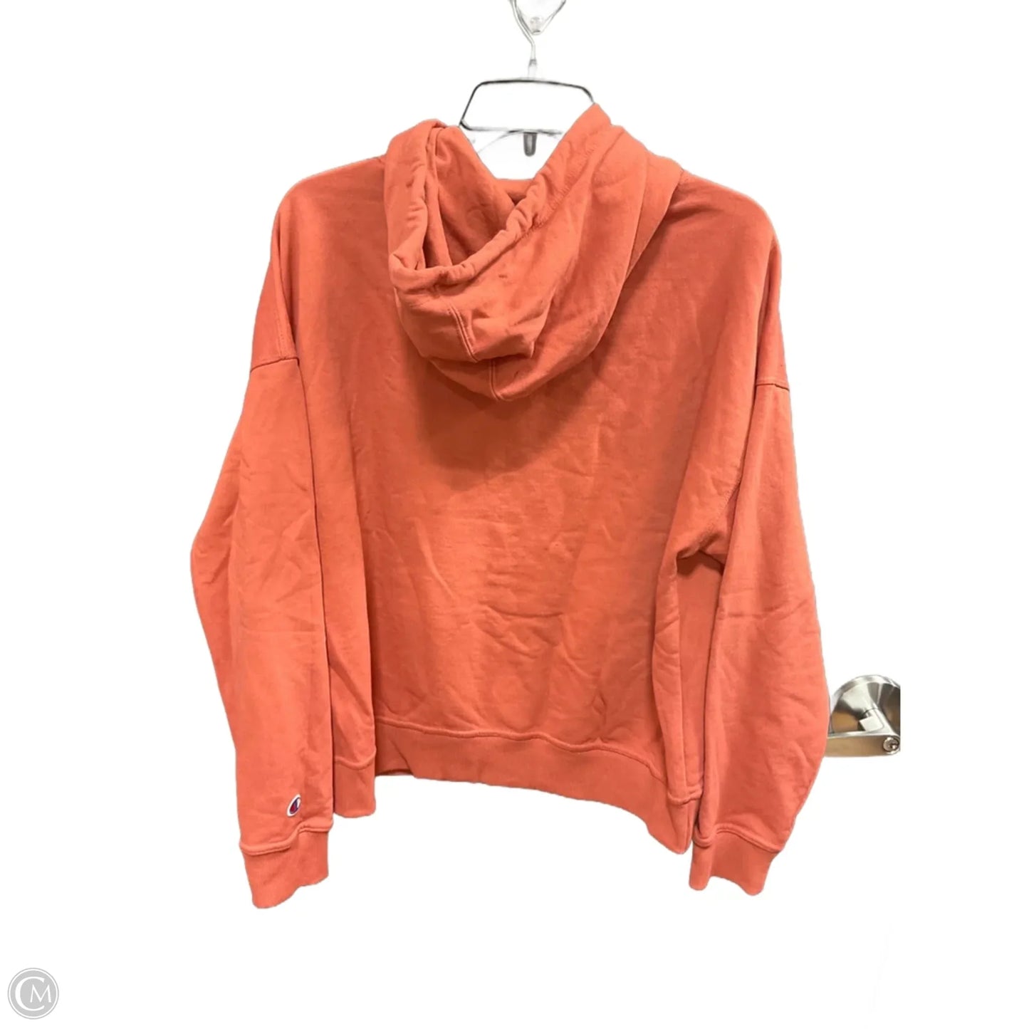 Athletic Top Long Sleeve Hoodie By Champion In Orange, Size: L