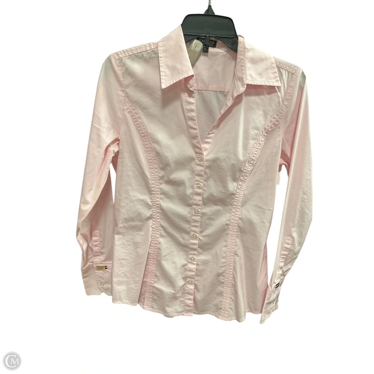 Blouse Long Sleeve By Express In Pink, Size: M