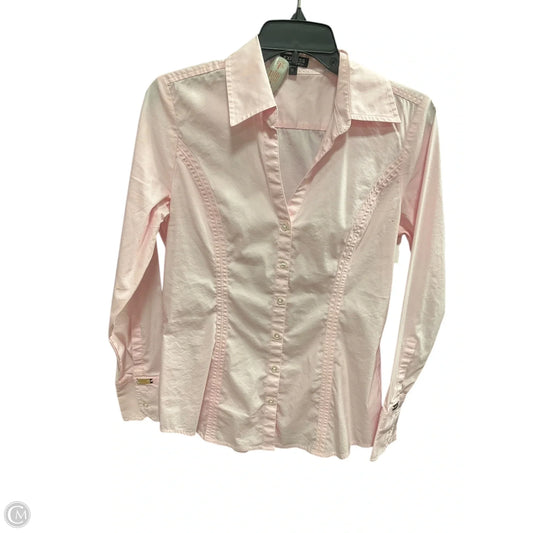 Blouse Long Sleeve By Express In Pink, Size: M