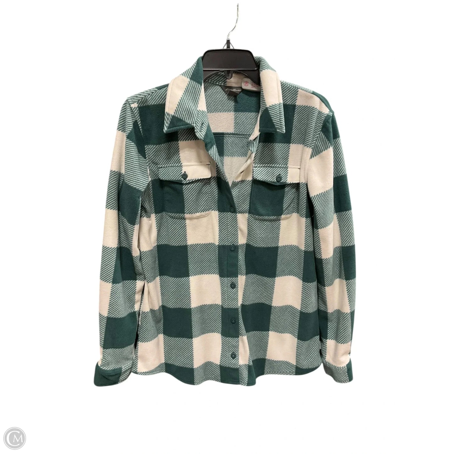 Jacket Shirt By Eddie Bauer In Green, Size: M