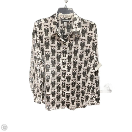 Blouse Designer By Karl Lagerfeld In Black & White, Size: M