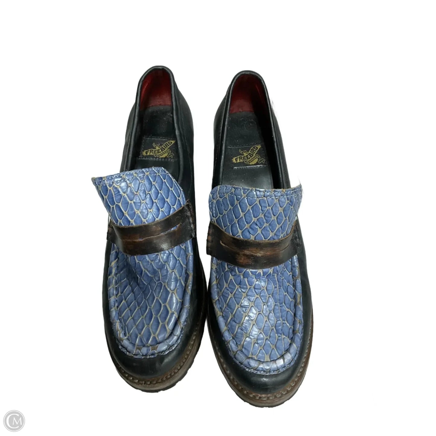 Shoes Heels Block By Freebird In Blue, Size: 9