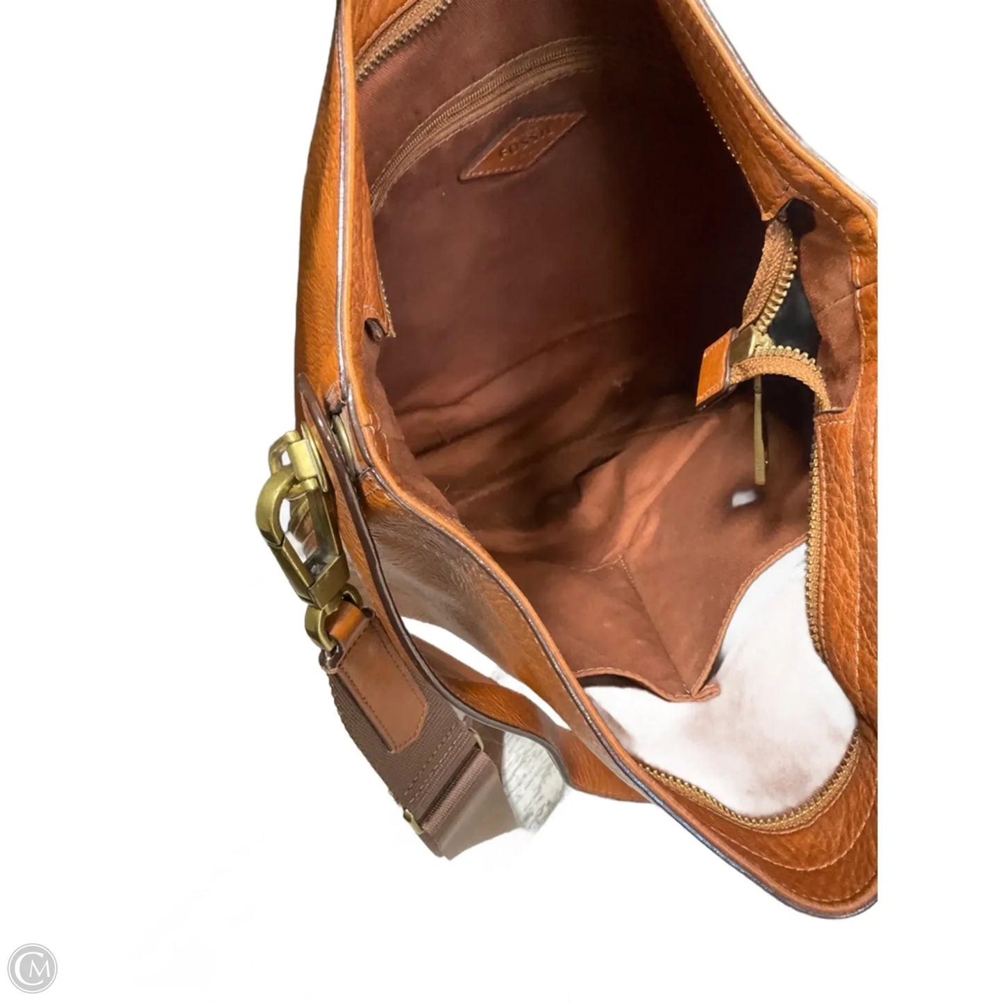 Handbag Leather By Fossil, Size: Large