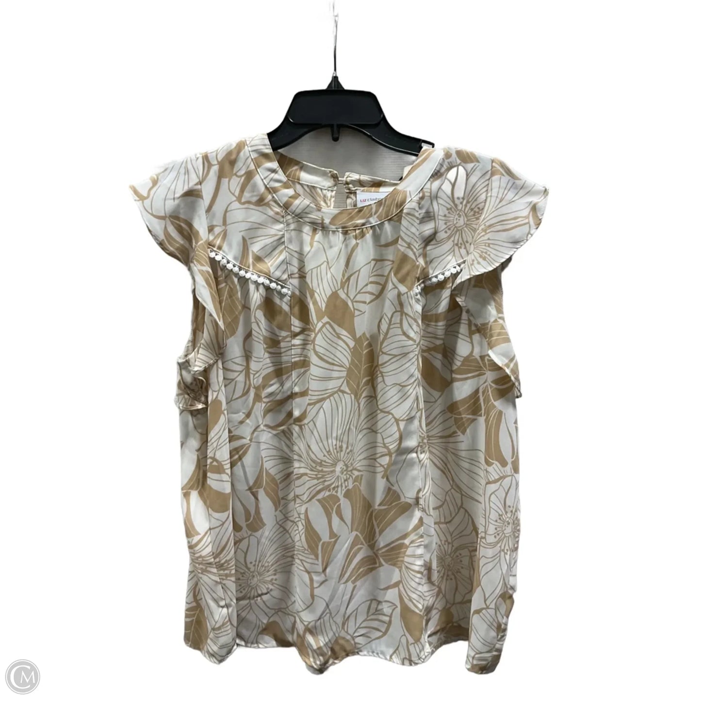 Top Sleeveless By Liz Claiborne In Tan & White, Size: L