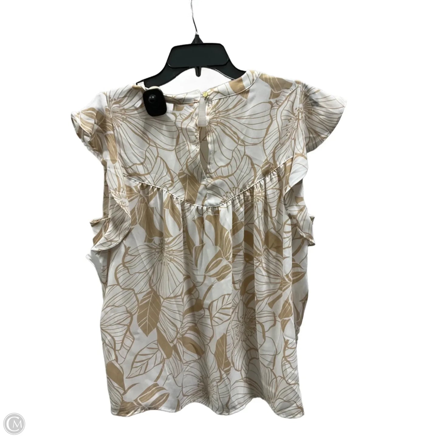 Top Sleeveless By Liz Claiborne In Tan & White, Size: L