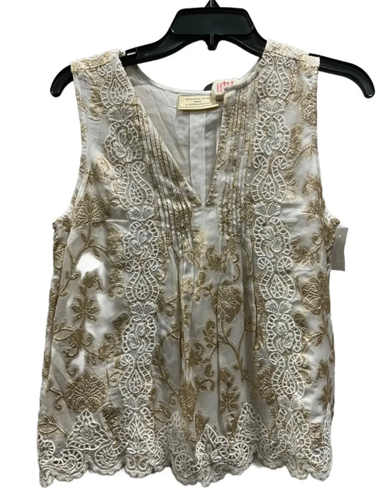 Top Sleeveless By Anthropologie In Gold & Tan, Size: 2