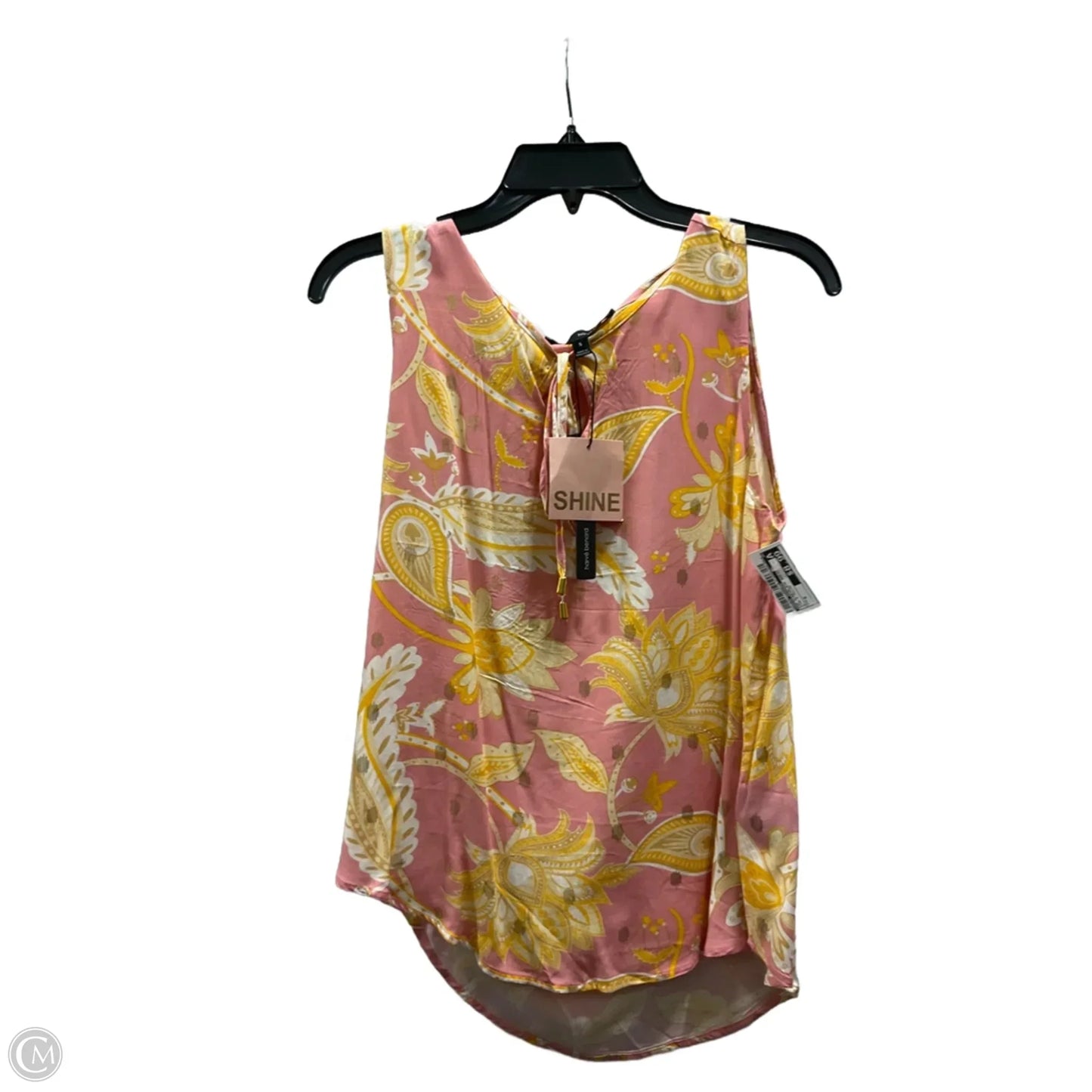 Top Sleeveless Basic By Harve Bernard In Pink & Yellow, Size: S