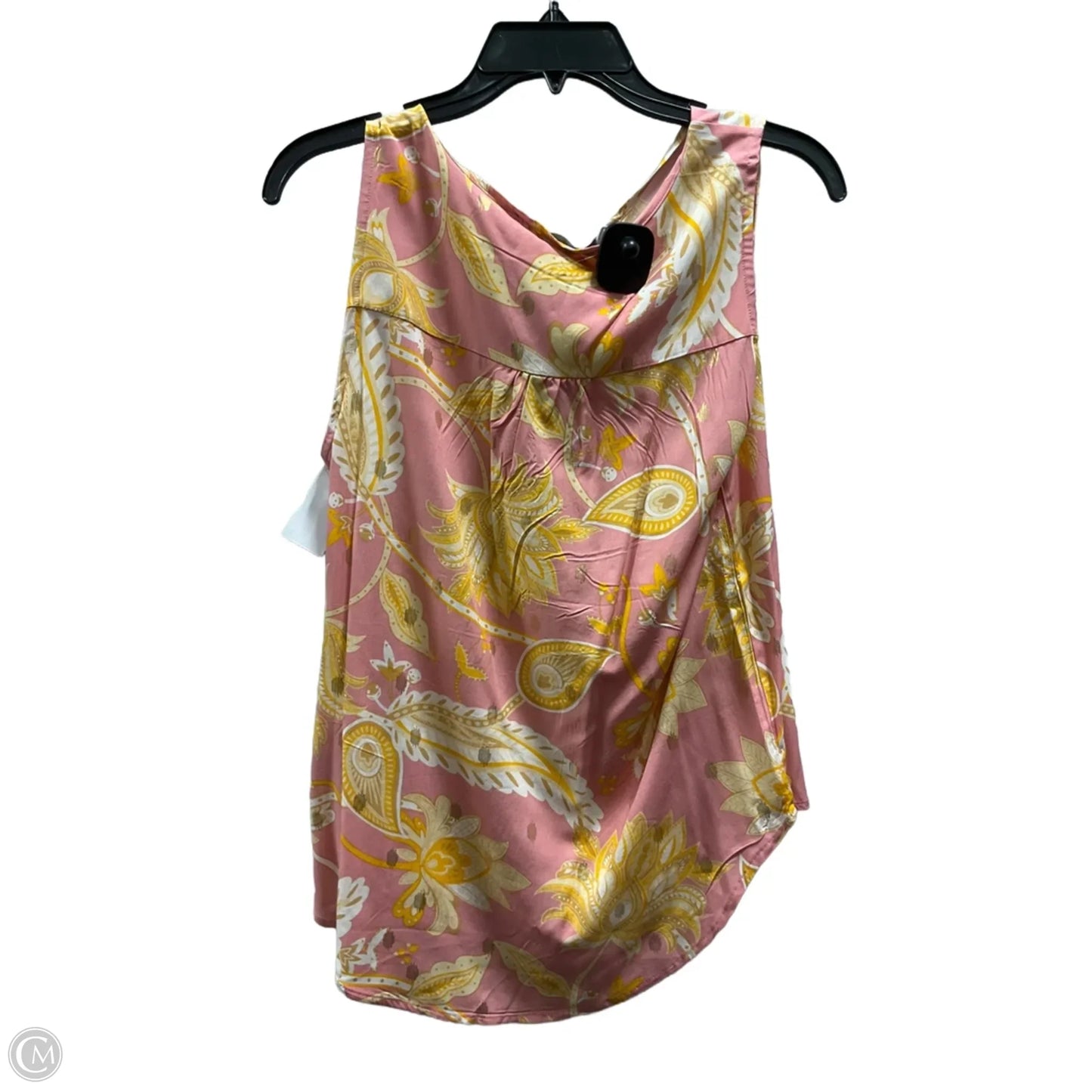 Top Sleeveless Basic By Harve Bernard In Pink & Yellow, Size: S