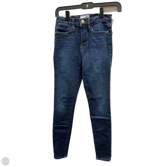 Jeans Skinny By Frame In Blue Denim, Size: 0