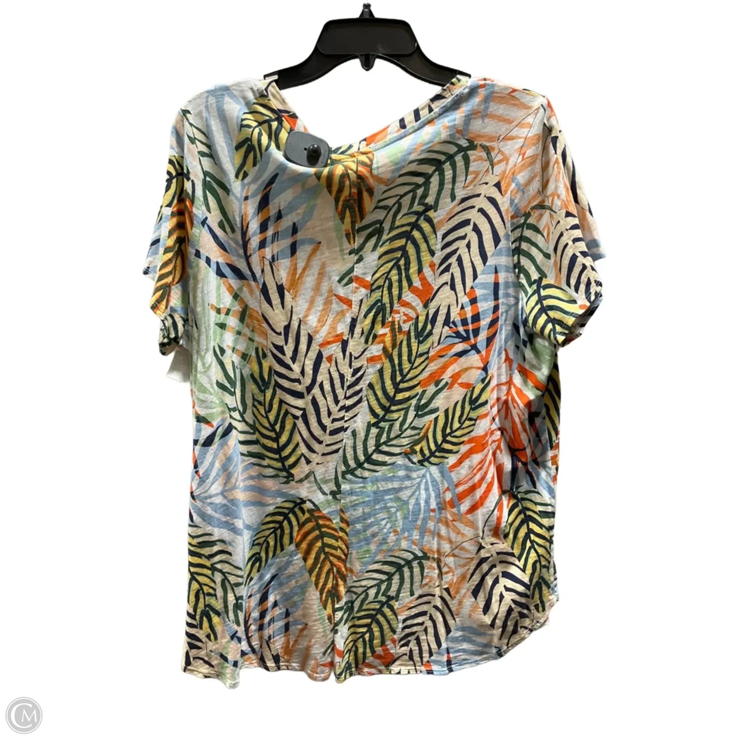 Top Short Sleeve Basic By Tahari In Tropical Print, Size: 1x
