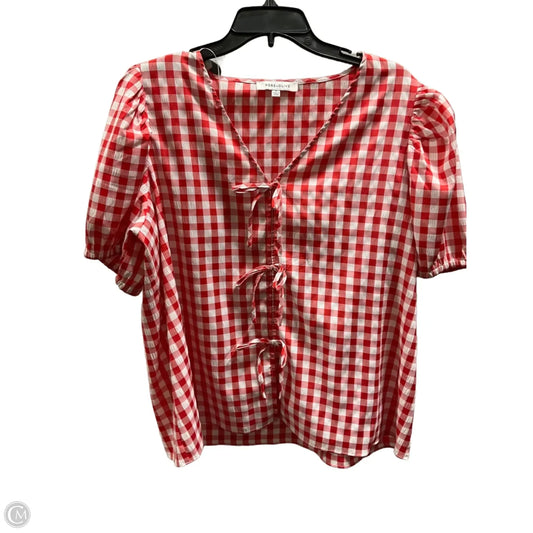 Top Short Sleeve Basic By Rose And Olive In Checkered Pattern, Size: 1x