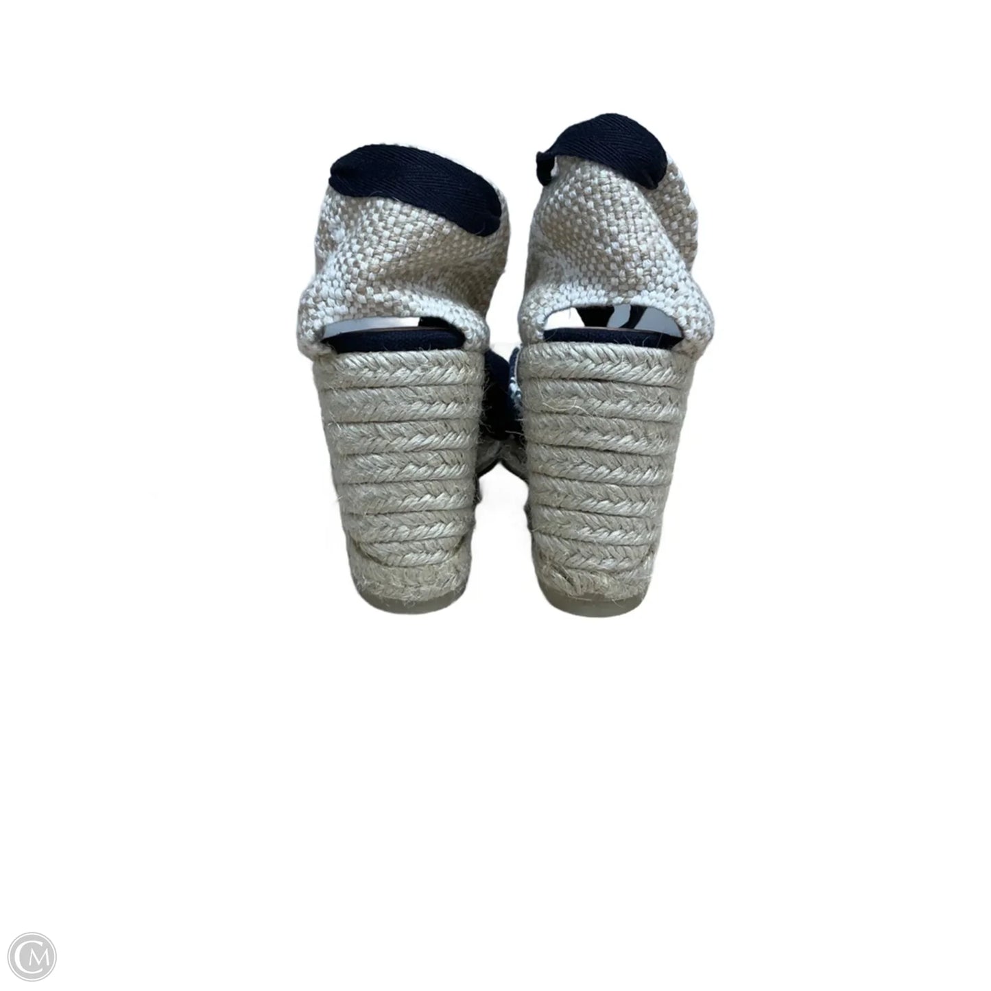 Shoes Heels Wedge By Cmc In Blue & Cream, Size: 8.5