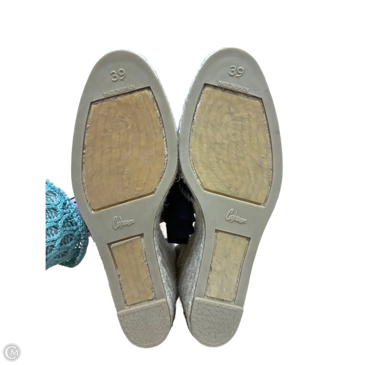 Shoes Heels Wedge By Cmc In Blue & Cream, Size: 8.5