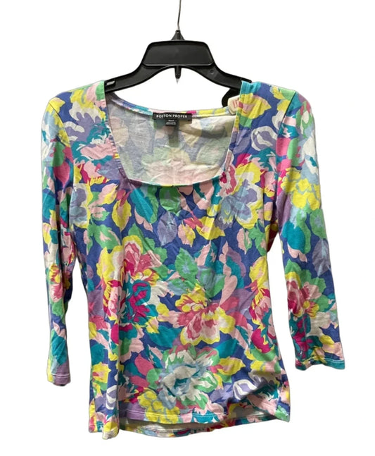 Top 3/4 Sleeve Basic By Boston Proper In Multi-colored, Size: S