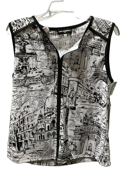 Top Sleeveless Designer By Karl Lagerfeld In Black & White, Size: M