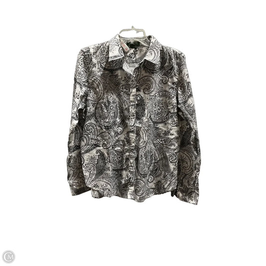 Blouse Long Sleeve By Lauren By Ralph Lauren In Black & White, Size: Xl