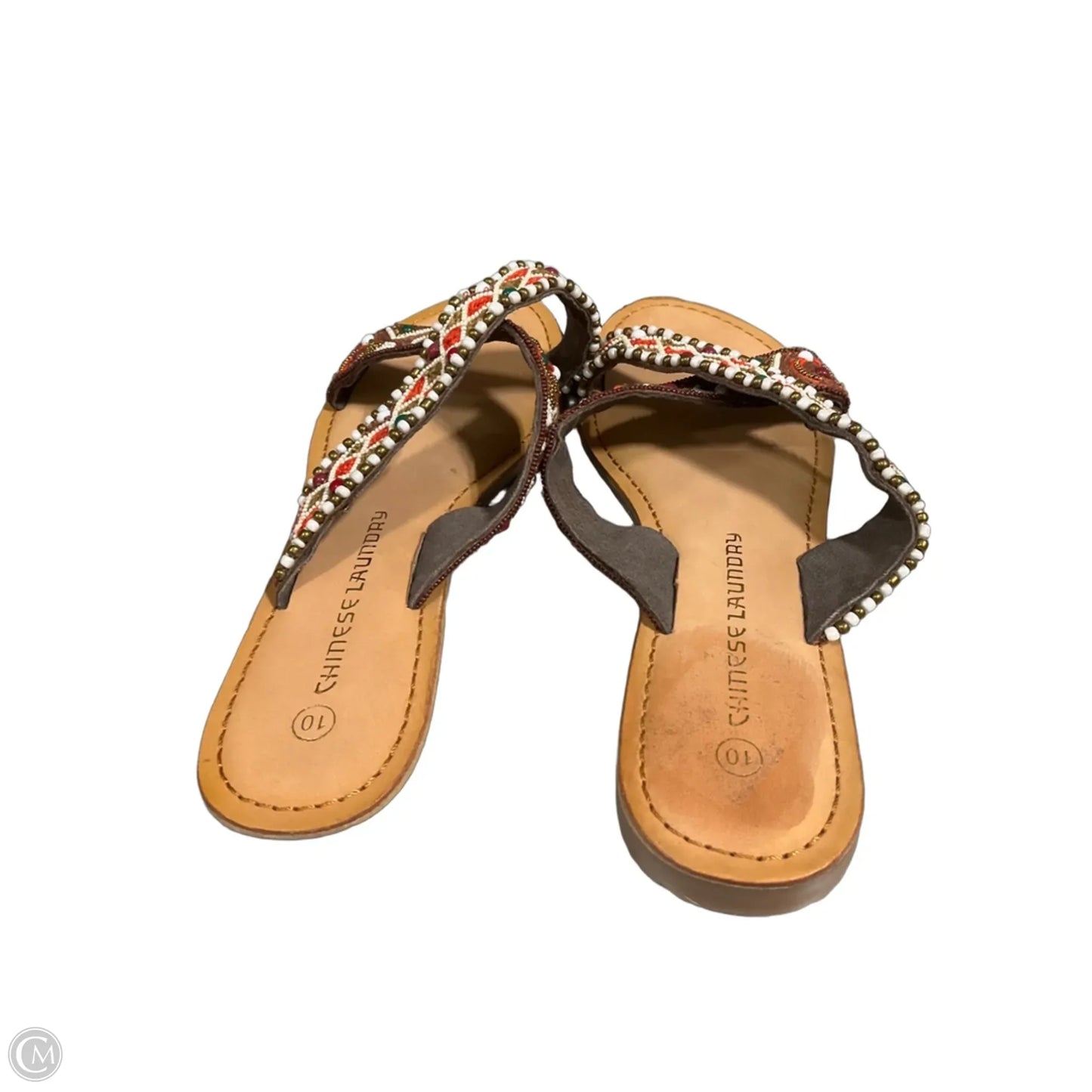 Sandals Flats By Chinese Laundry In Tan & White, Size: 10