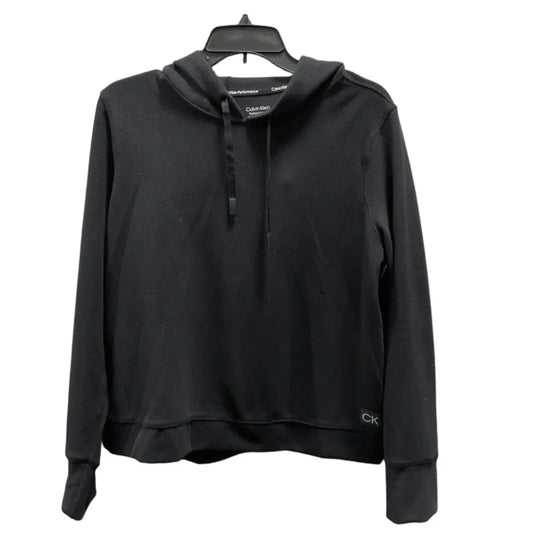 Athletic Top Long Sleeve Hoodie By Calvin Klein In Black, Size: L