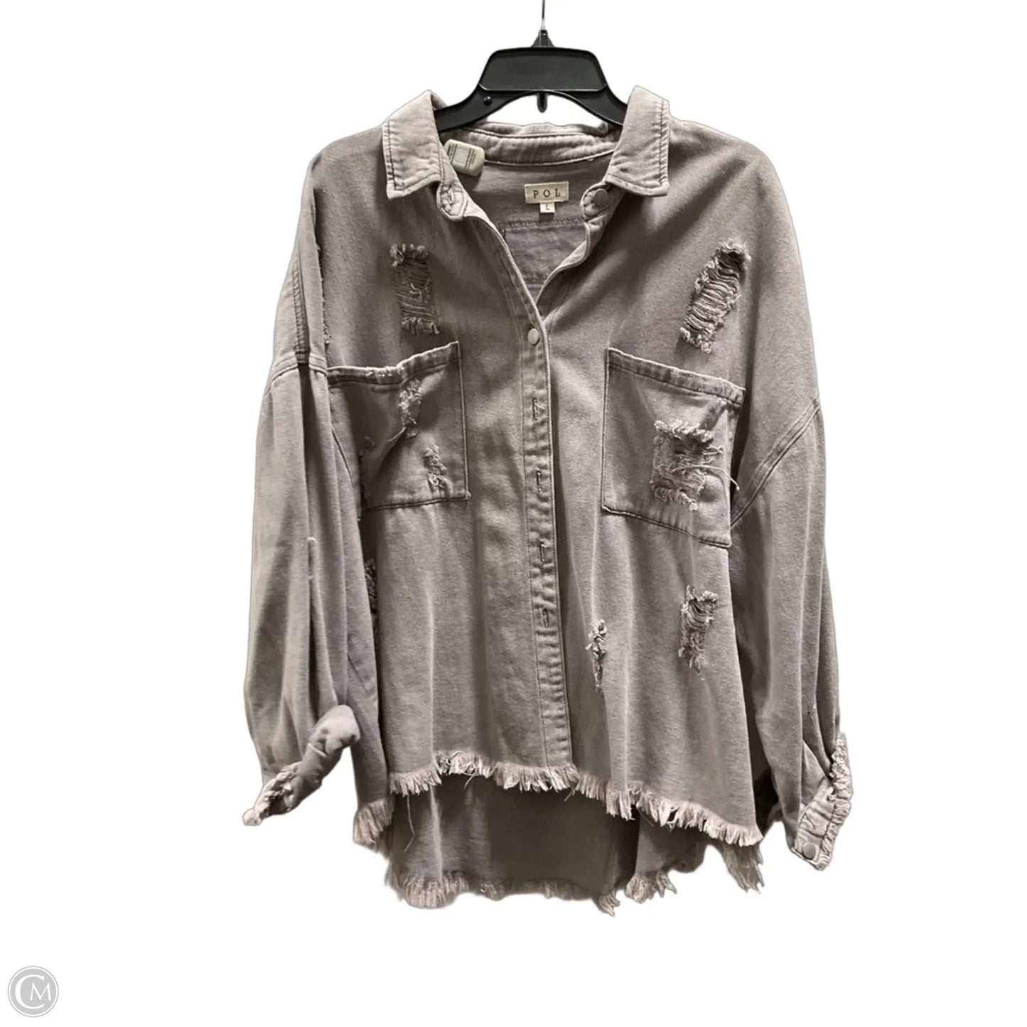 Jacket Denim By Pol In Grey, Size: L