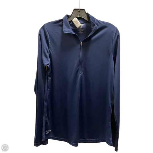 Athletic Top Long Sleeve Collar By Reebok In Navy, Size: L