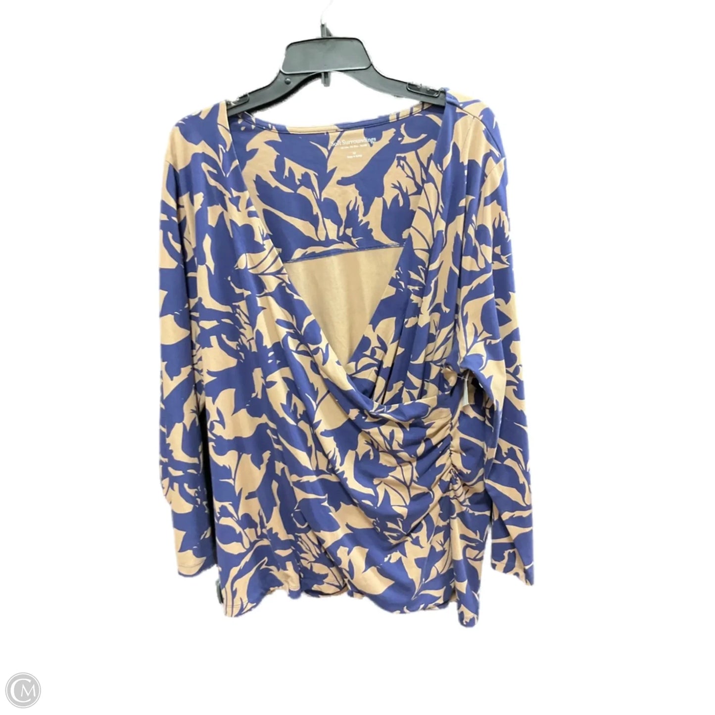 Top Long Sleeve By Soft Surroundings In Blue & Tan, Size: 3x