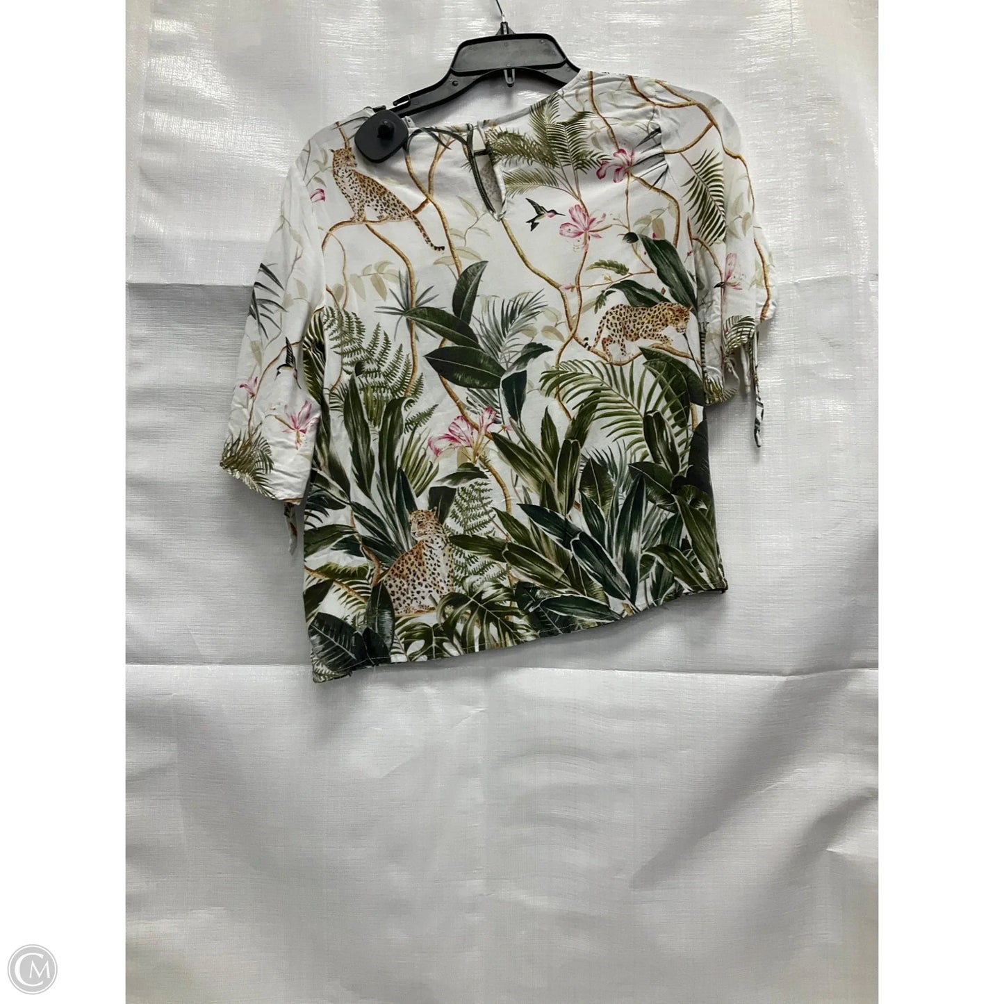 Top Short Sleeve By H&m In Green & White, Size: 2