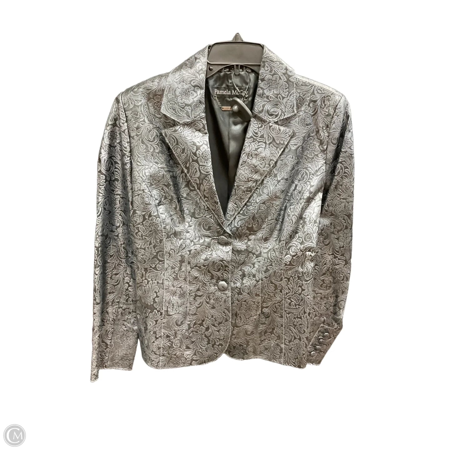 Jacket Leather By Pamela Mccoy In Grey, Size: M