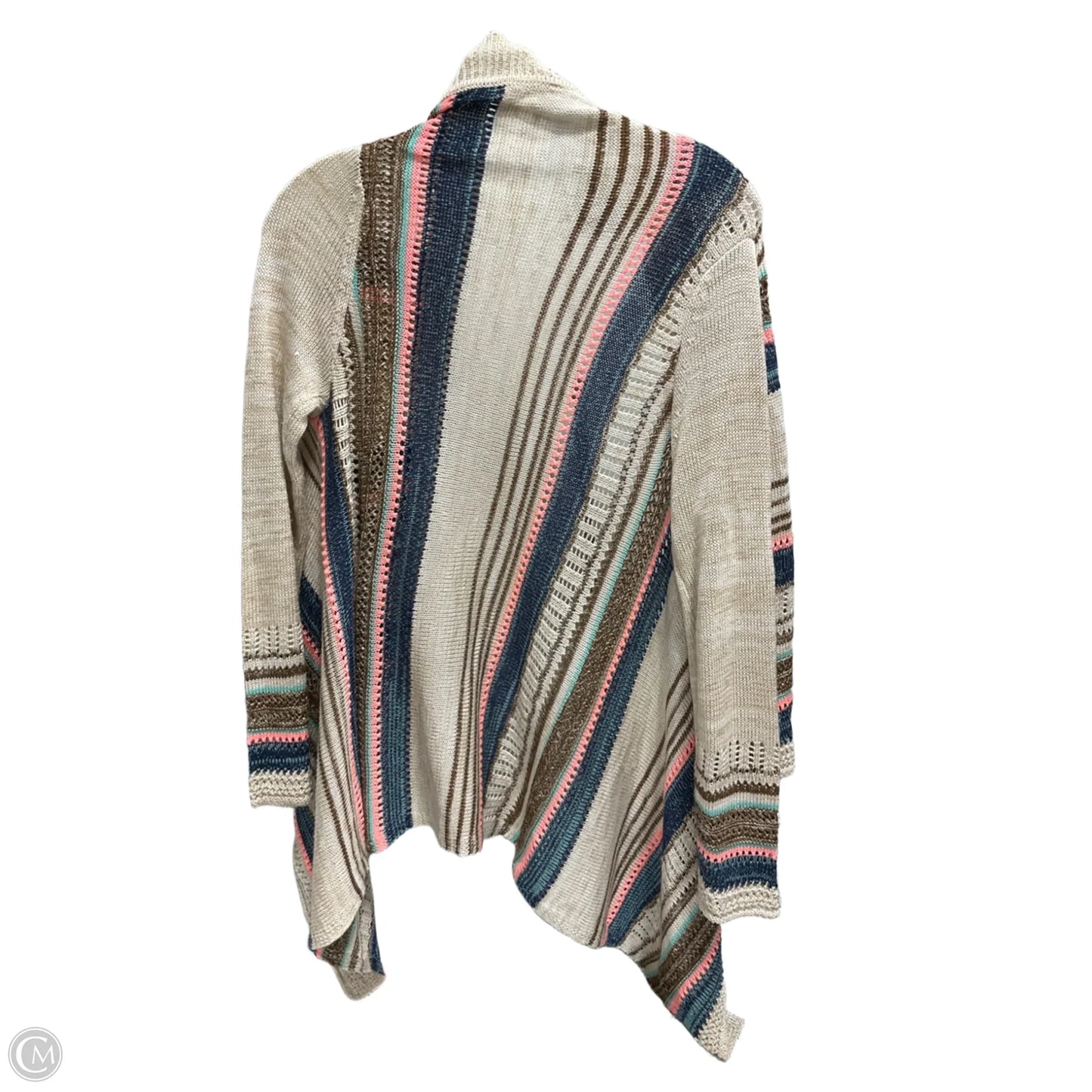 Sweater Cardigan By Clothes Mentor In Blue & Tan, Size: M