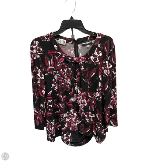 Top Long Sleeve Designer By Karl Lagerfeld In Black & Red, Size: Xl
