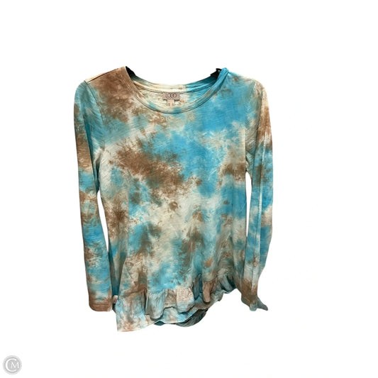 Top Long Sleeve By Logo In Blue & Tan, Size: S