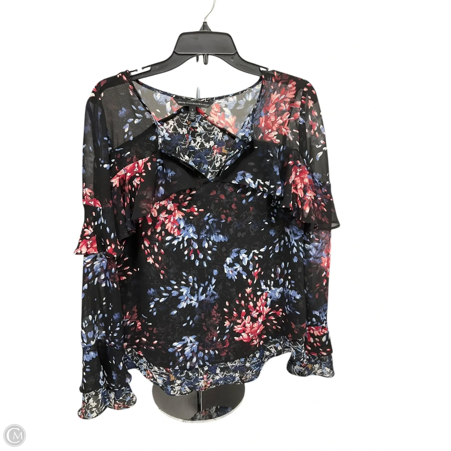 Top Long Sleeve By White House Black Market In Black & Blue, Size: 6