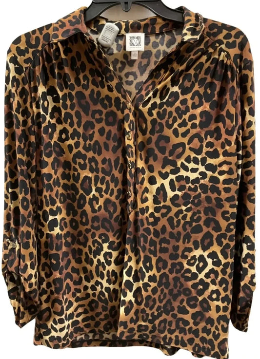 Top Long Sleeve By Anne Klein In Animal Print, Size: S