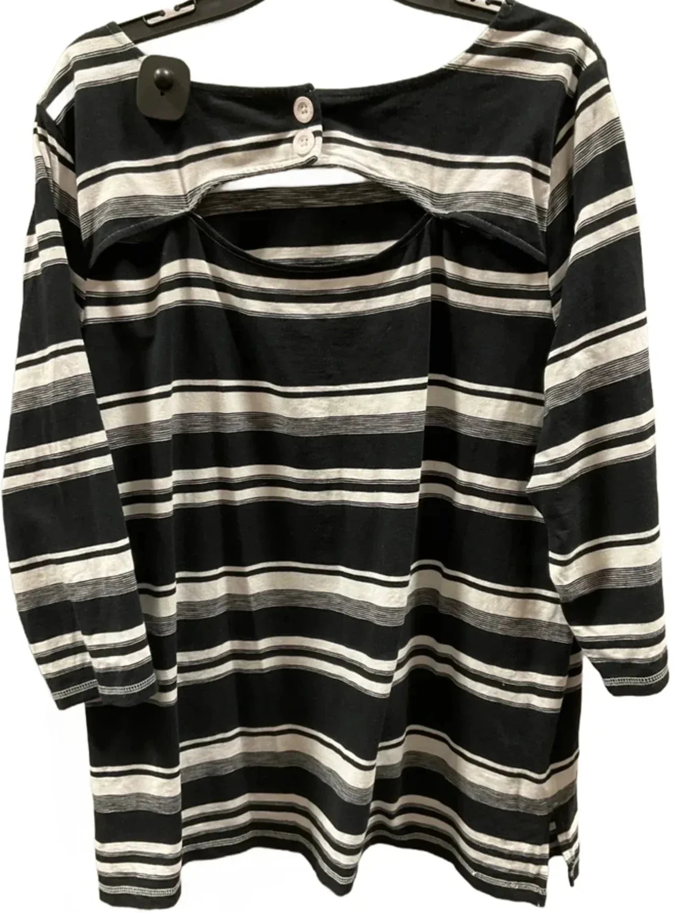 Top 3/4 Sleeve By Talbots In Black & White, Size: 2x