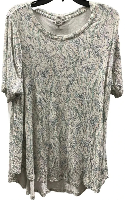 Top Short Sleeve By Lane Bryant In White, Size: 1x