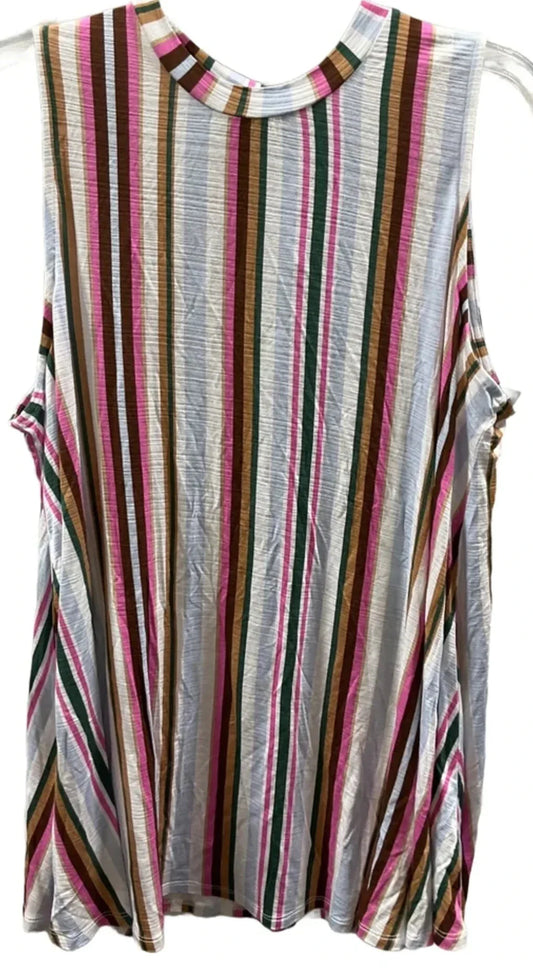 Top Sleeveless By Lane Bryant In Striped Pattern, Size: 1x